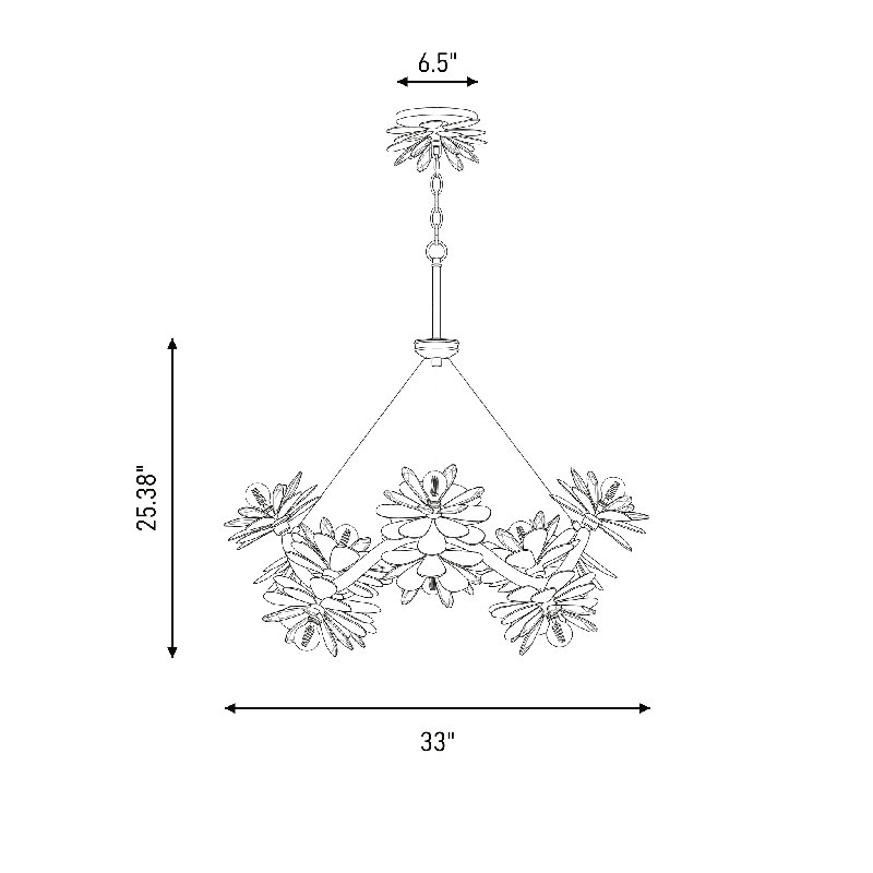 Giselle 16-Light Chandelier in Delphine, 16 Lights, 25.38" H x 33" W x 33" D