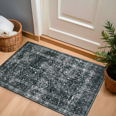 Tapis transitionnel bohémien délavé et antidérapant