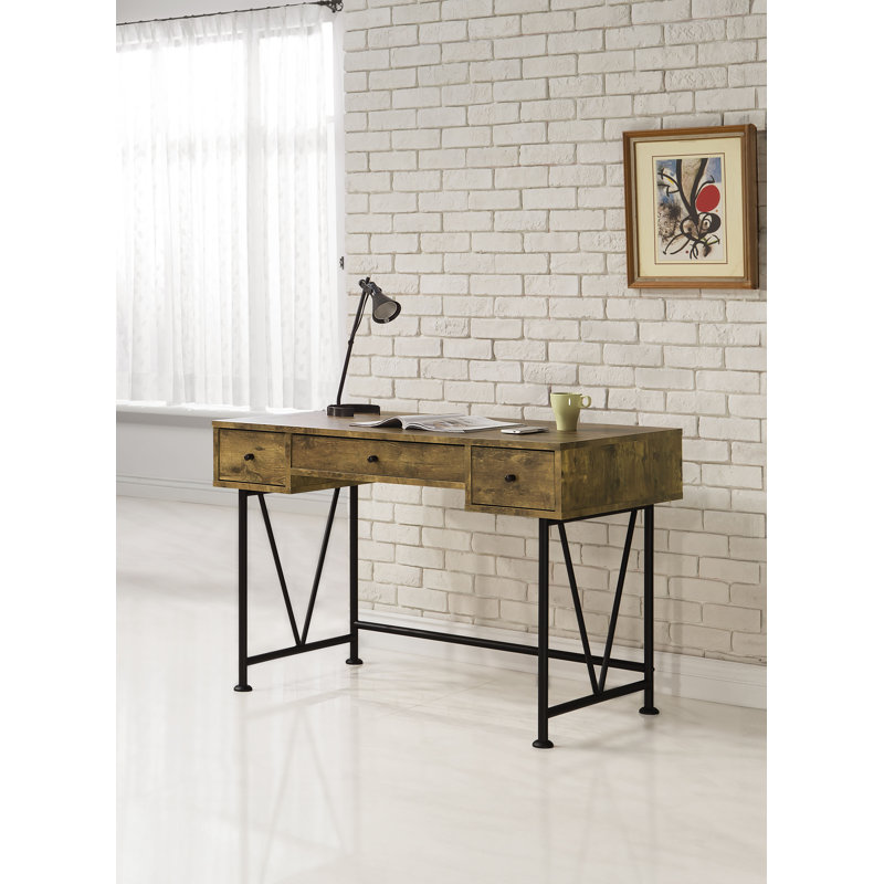 Fallon Steel Writing Desk, Antique Nutmeg