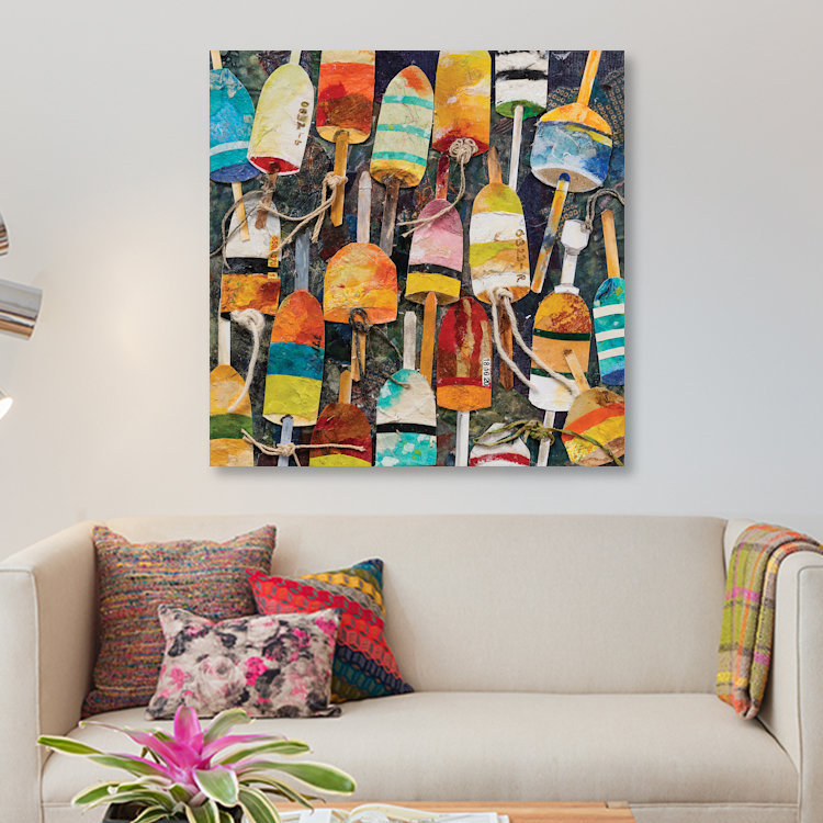 «Buoy Collage Square», reproduction sur toile, H 18 po x l 18 po x P 1,5 po, Toile tendue, Pas de tapis