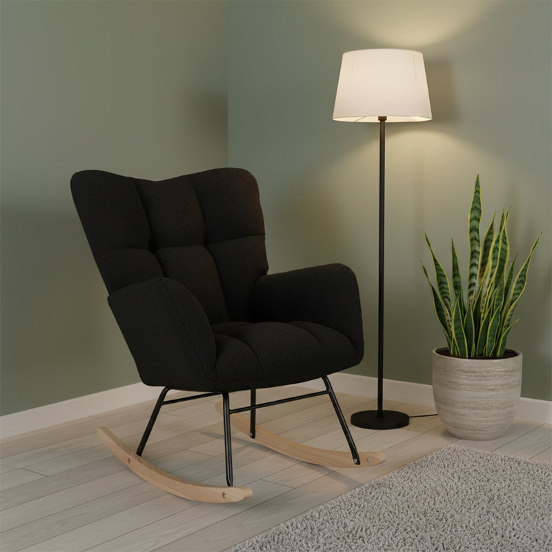 Chaise berçante rembourrée Modern Minimalist, Noir