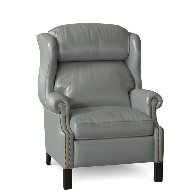 Chippendale Recliner, Outsider Raven Genuine Leather, Cobblestone, #9 French Natural