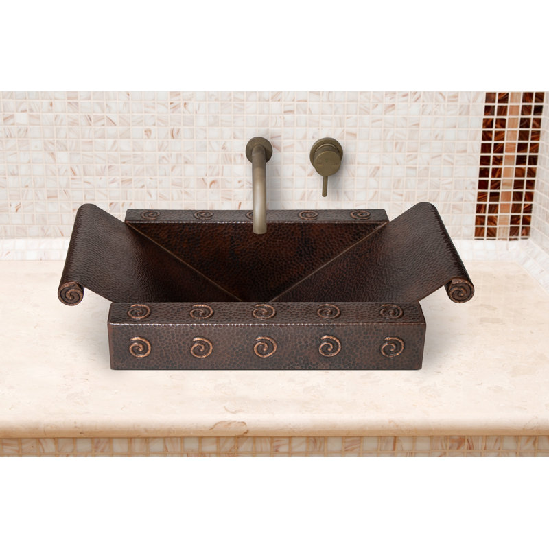 Ambiente 23" x 14" Rectangular Copper Bathroom Sink – Handcrafted Bath Sink, Small Wash Basin, Bronze Finish, Premium Bathroom Sinks, Fits Undermount Sinks & Drop-In