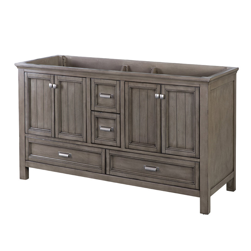 Melgar 60'' Double Bathroom Vanity Base Only, Distressed Gray
