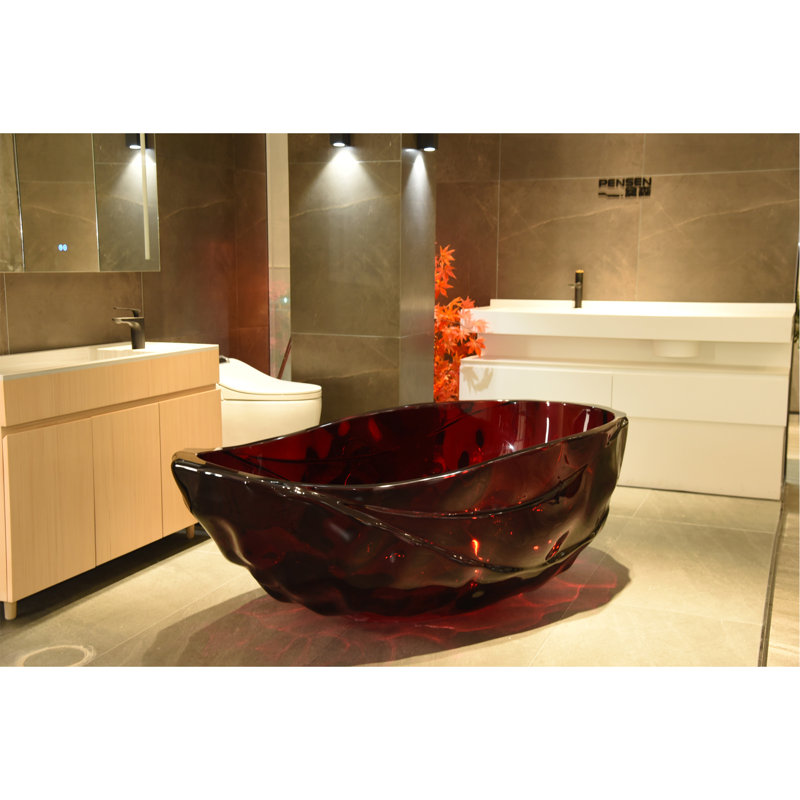 67 Inch Freestanding Solid Surface Soaking Bathtub