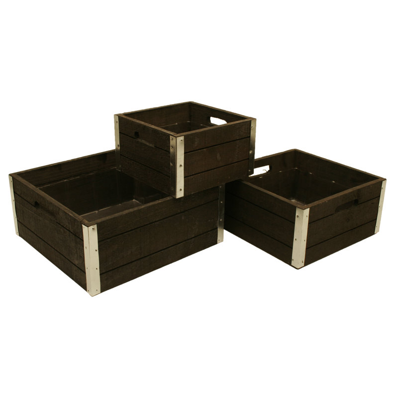 Ensemble 3 pièces de caisses blanches délavées, gris
