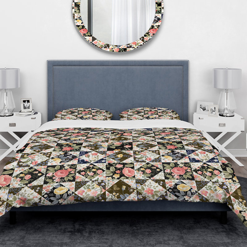 Ensemble de housse de couette designart roses, Housse de couette très grand + 2 taies décoratives