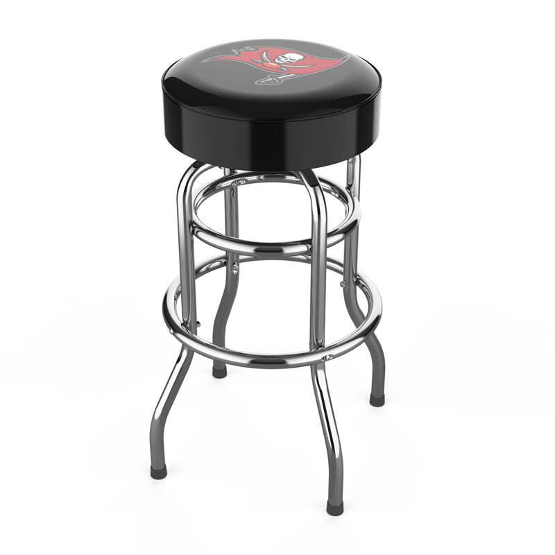 Commercial Grade Chrome Swivel Bar Stool with Vibrant Team Colors  , Tampa Bay Buccaneers