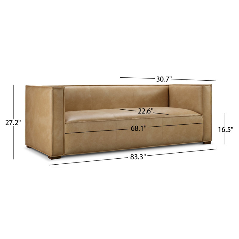 Jayci 83.3'' Faux Leather Sofa, Nude Faux Leather