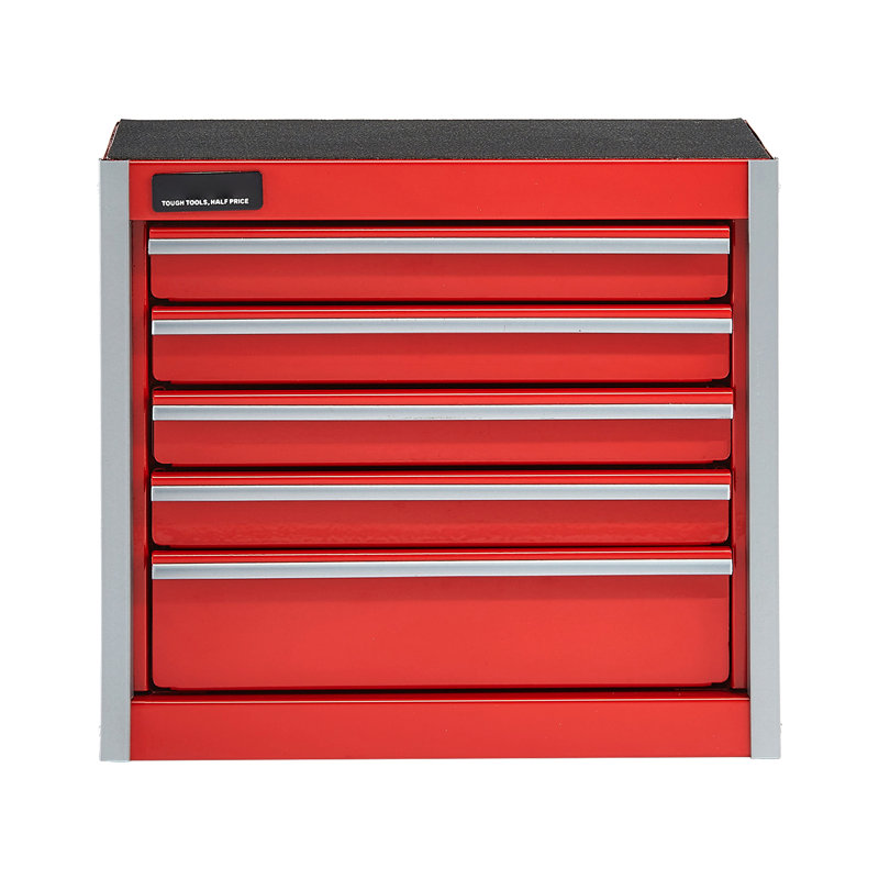 Mini boîte à outils en métal rouge de 8,6 pouces avec 5 tiroirs, idéale pour le bureau, pour ranger les petits outils, la papeterie, les cosmétiques, les bijoux et plus encore