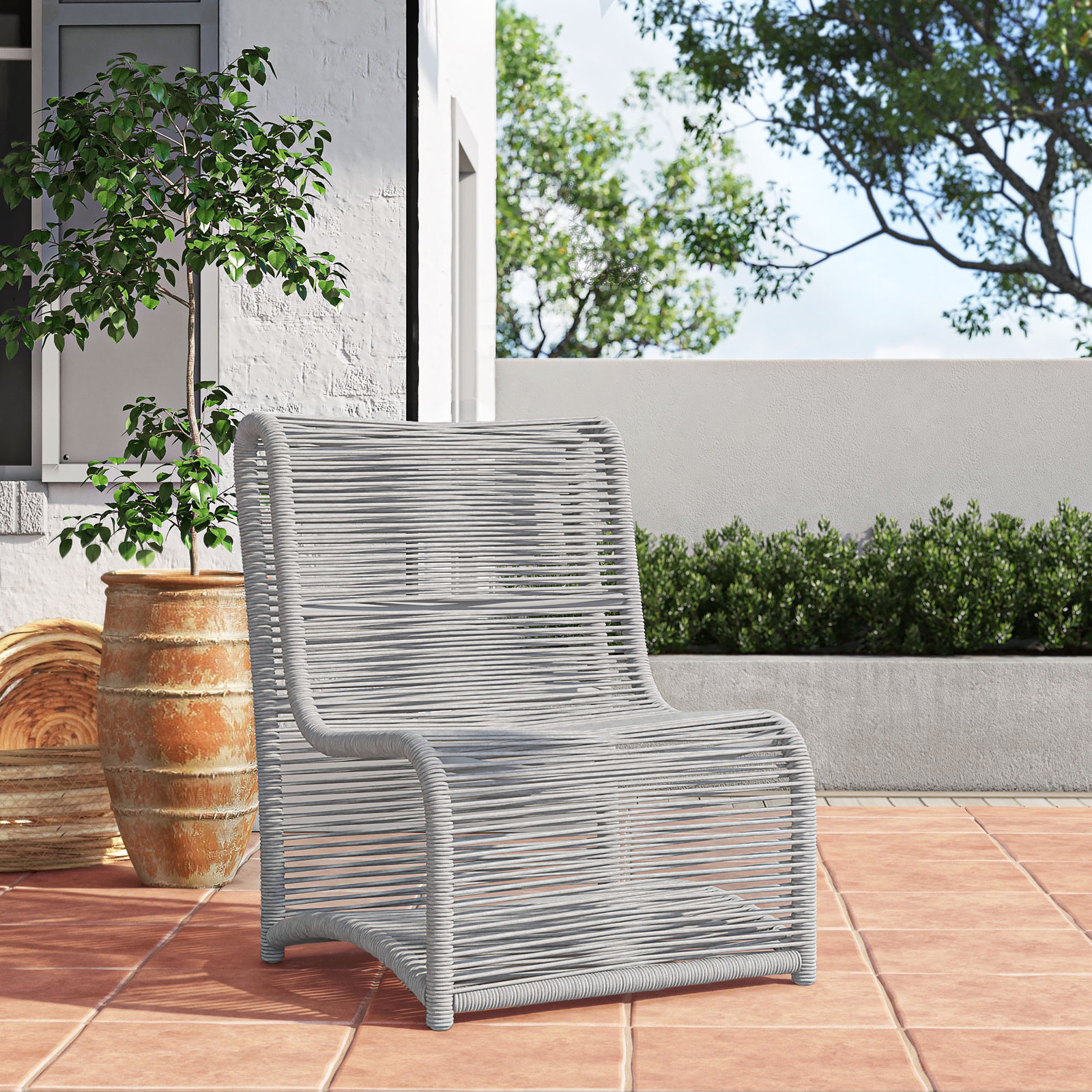 Renfri Aluminum Outdoor Armless Lounge Chair