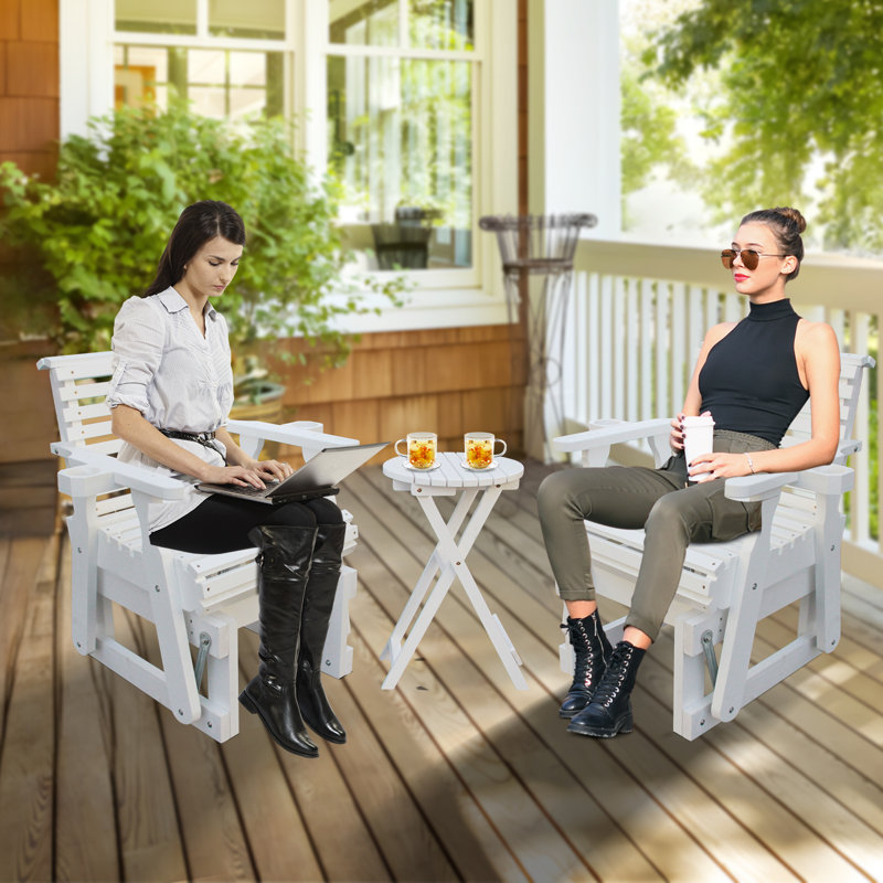 Ensemble de conversation avec fauteuil coulissant en bois et table d'appoint