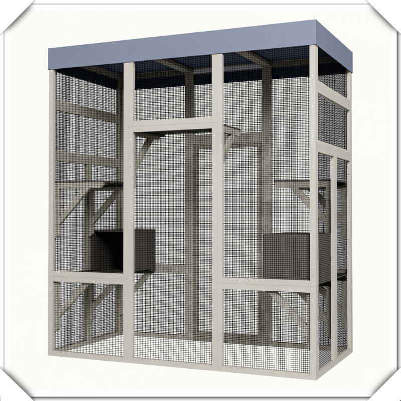 Enceinte d'extérieur pour animaux en bois Catio