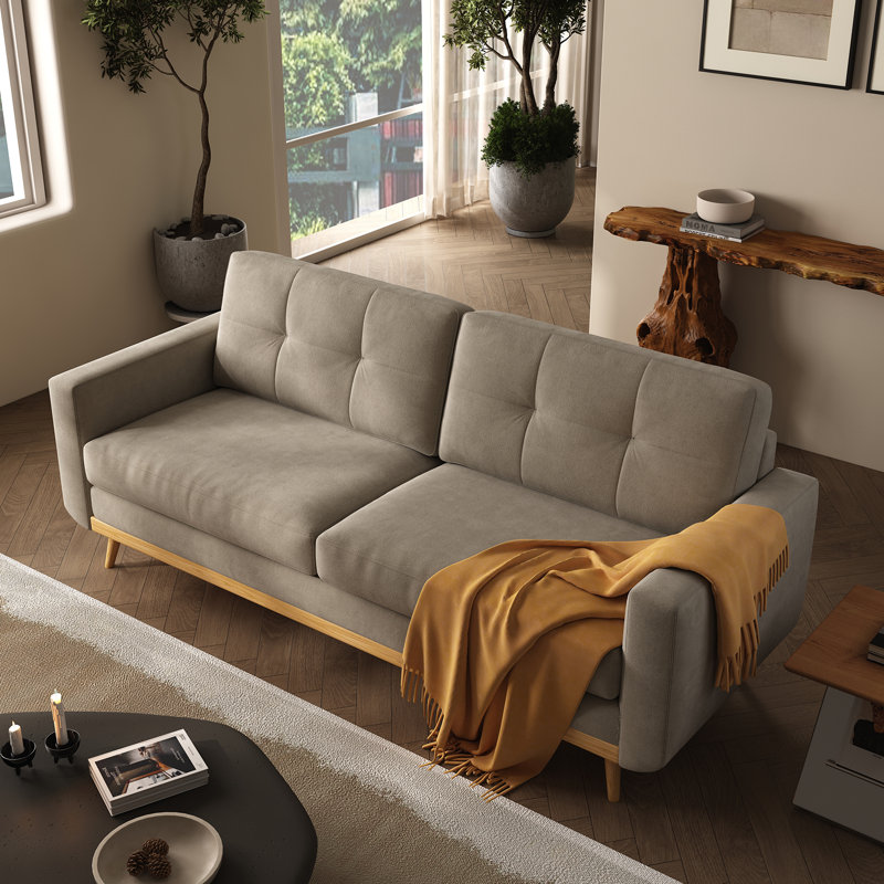 Canapé deux places de 172 cm (67,7 pouces), style moderne du milieu du siècle, Khaki