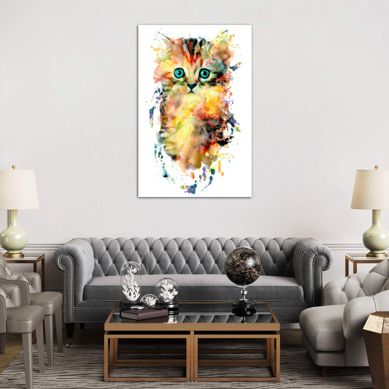 Kitten by Riza Peker - Painting on Canvas, 30.48 cm H x 45.72 cm W
