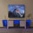 TV Console With Large Storage Cabinets, Biplane Shape Design LED TV Stand With Remote Control, Multiple Modes Changing Lights Modern Entertainment Centre With Power Cord