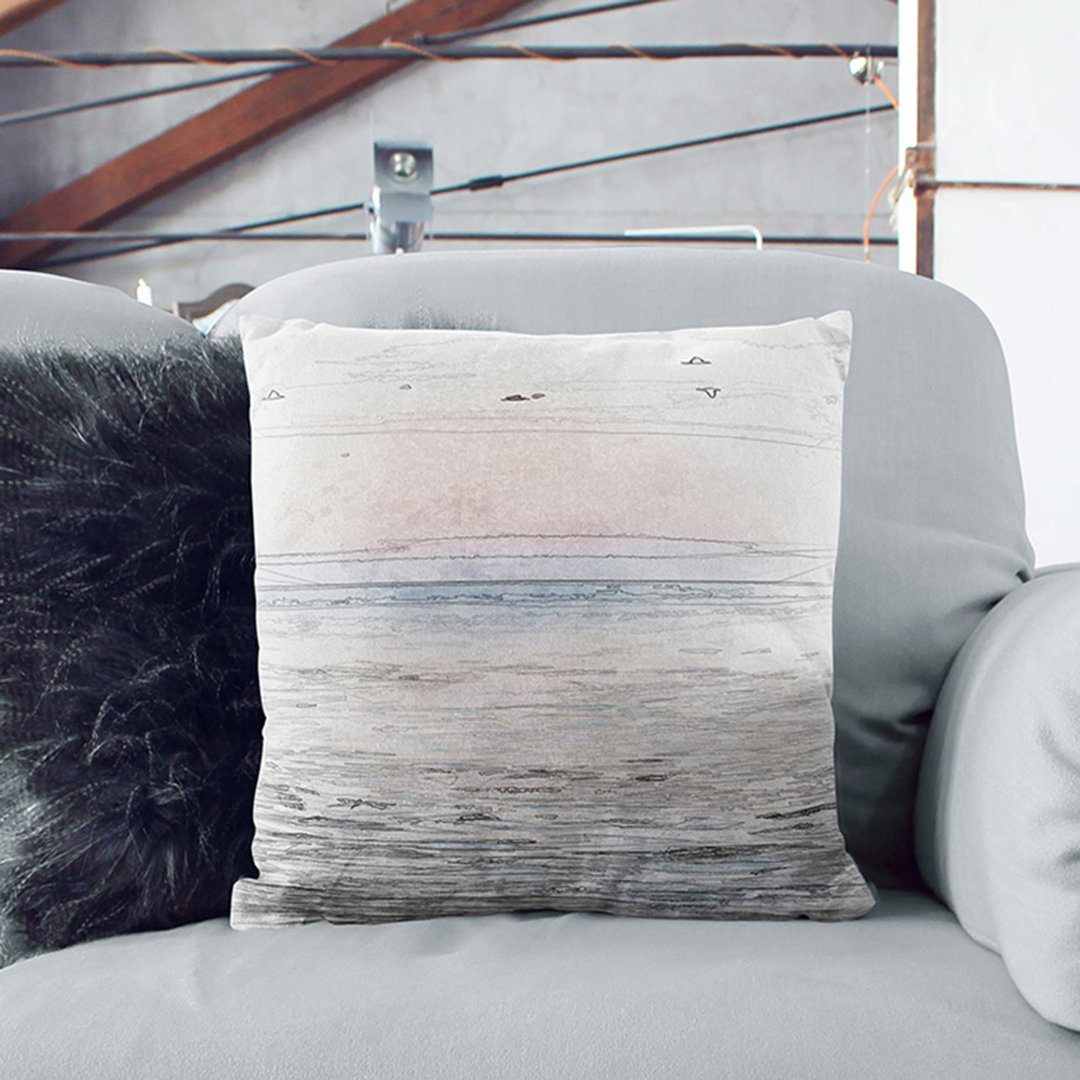 Birds Above the Ocean in Abstract Scatter Cushion with Filling