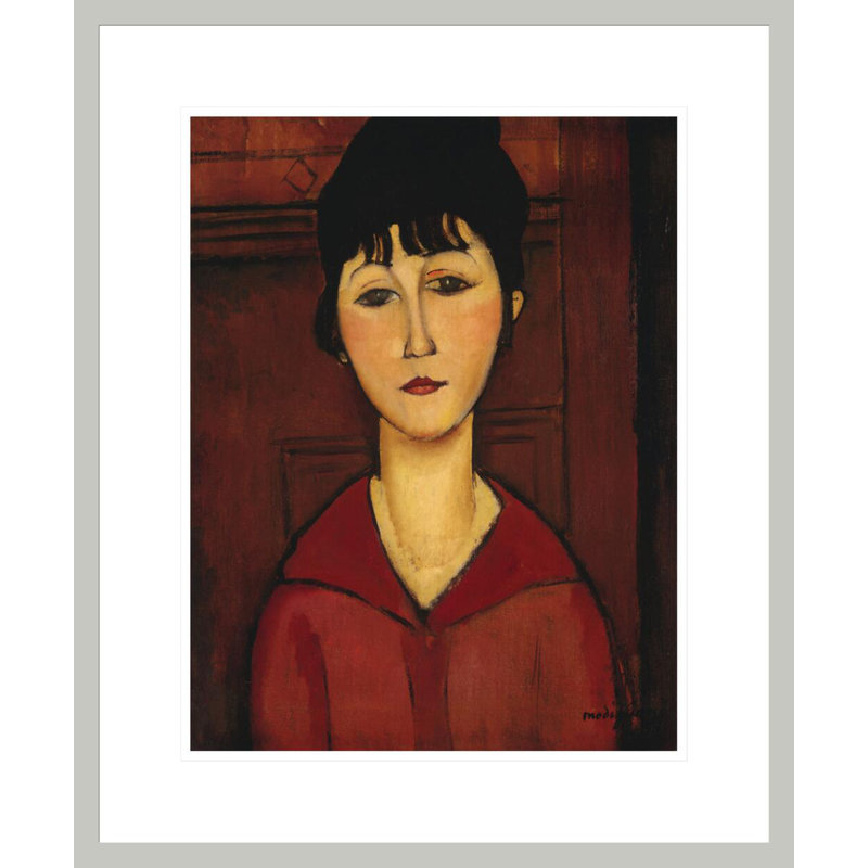 «Head of a Young Girl» par Amedeo Modigliani - reproduction d'art encadrée, 21.38" H x 17.75" W
