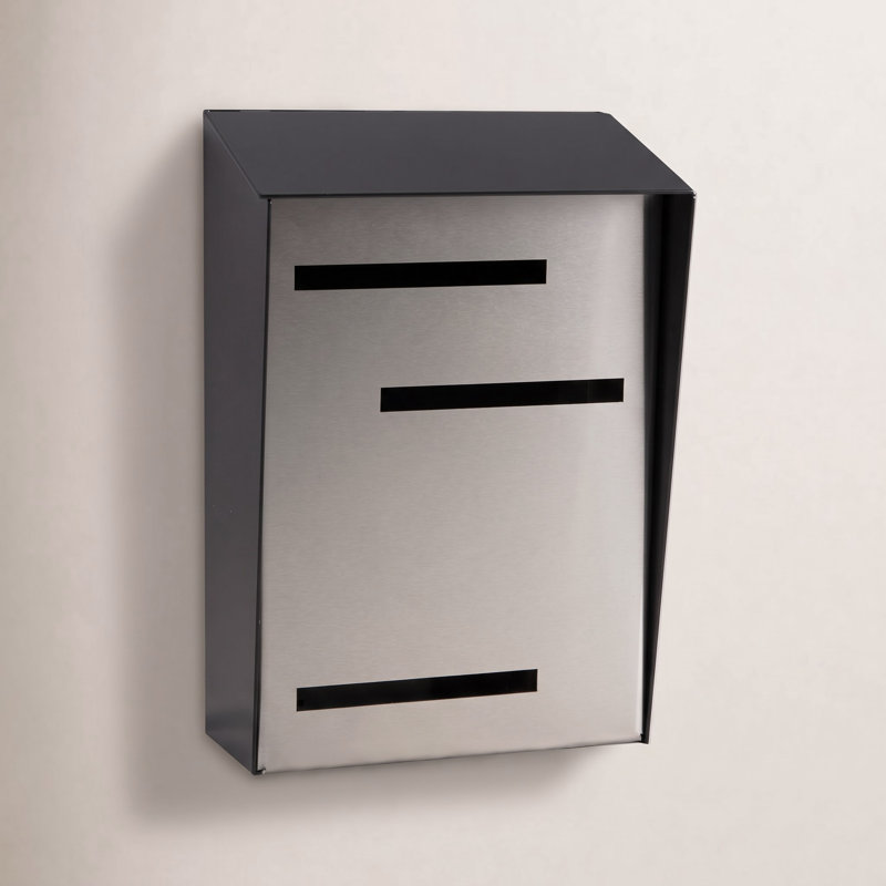 Wall Mounted Mailbox, Stainless, Black