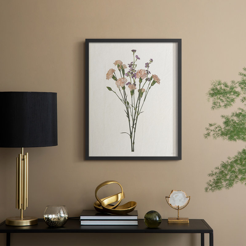 «Organic Floral I», reproduction encadrée - bois massif, H 21 po x l 17 po, Noir, noir, noir, noir