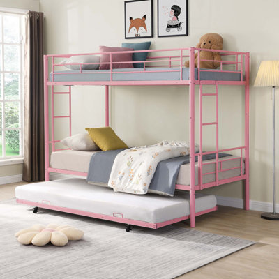 Lit superposé en métal avec lit gigogne pour chambre