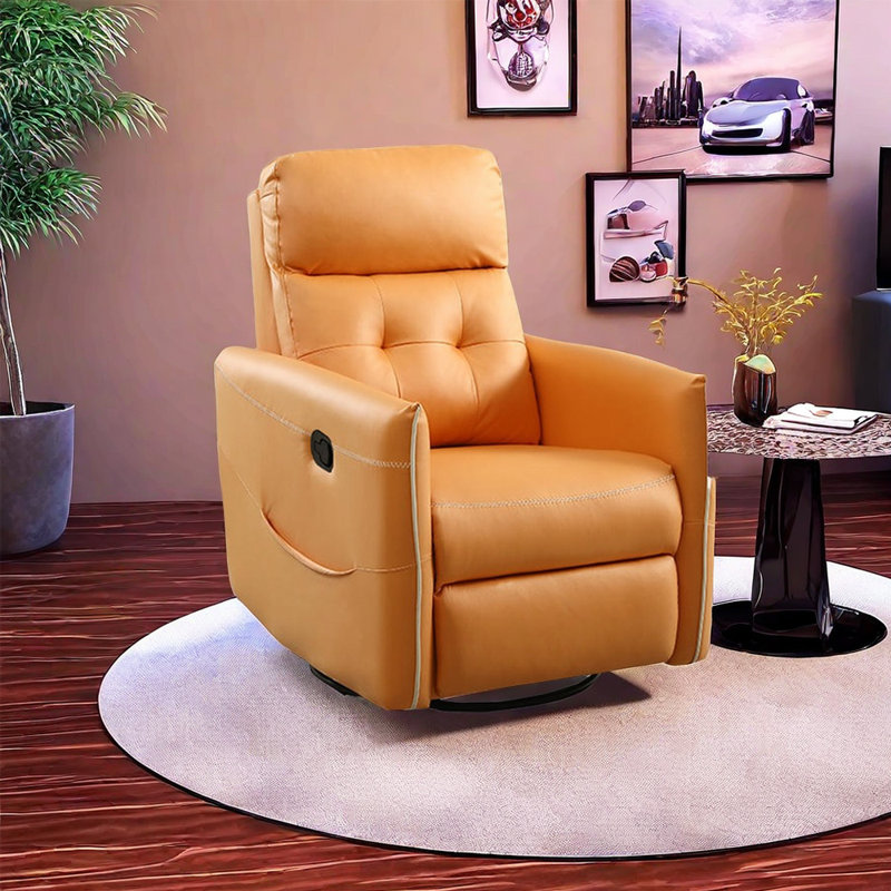 Koloman Upholstered Recliner, Orange Polyester Blend