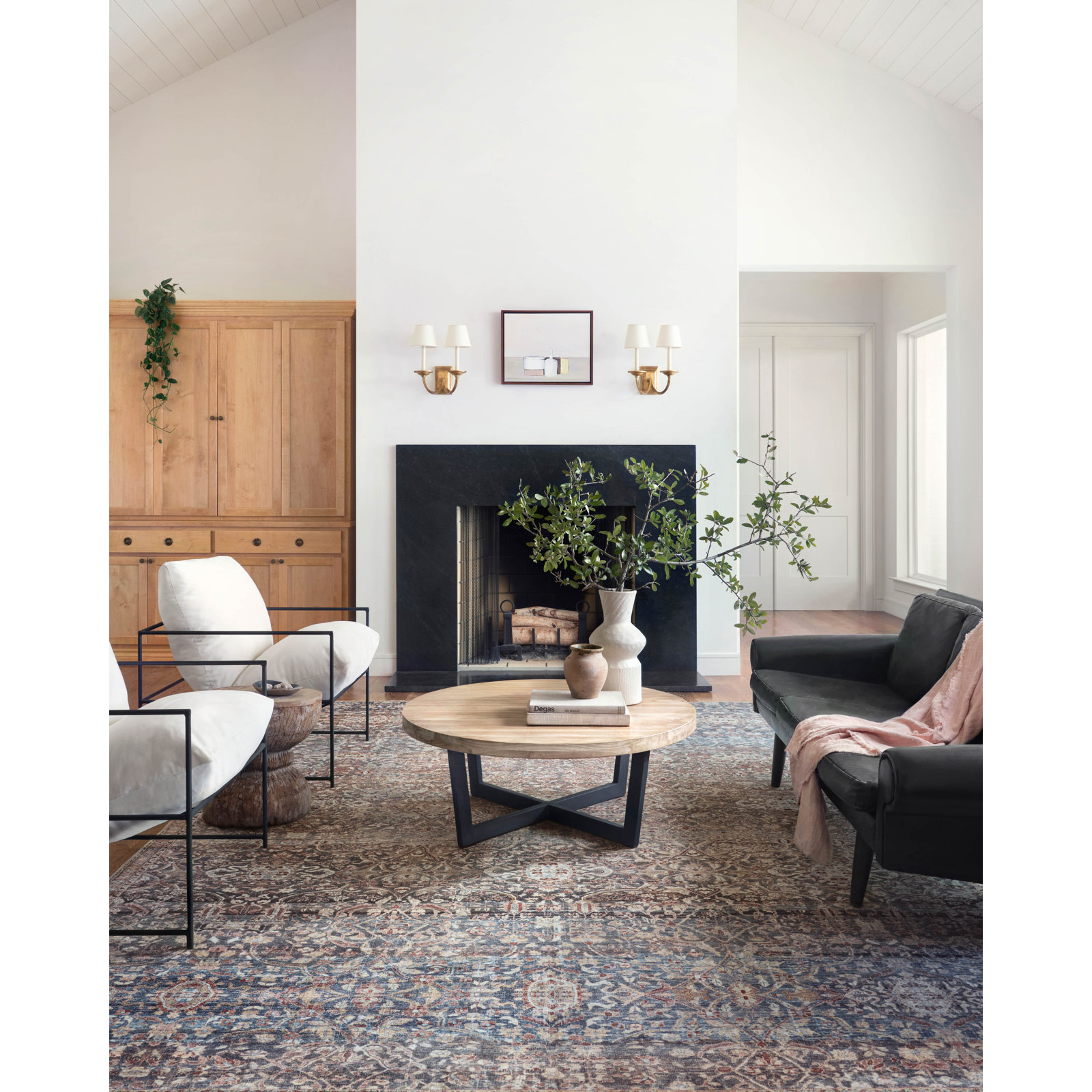 Chris Loves Julia x Loloi Jules Oriental Denim/Spice Area Rug, Square 1'6"
