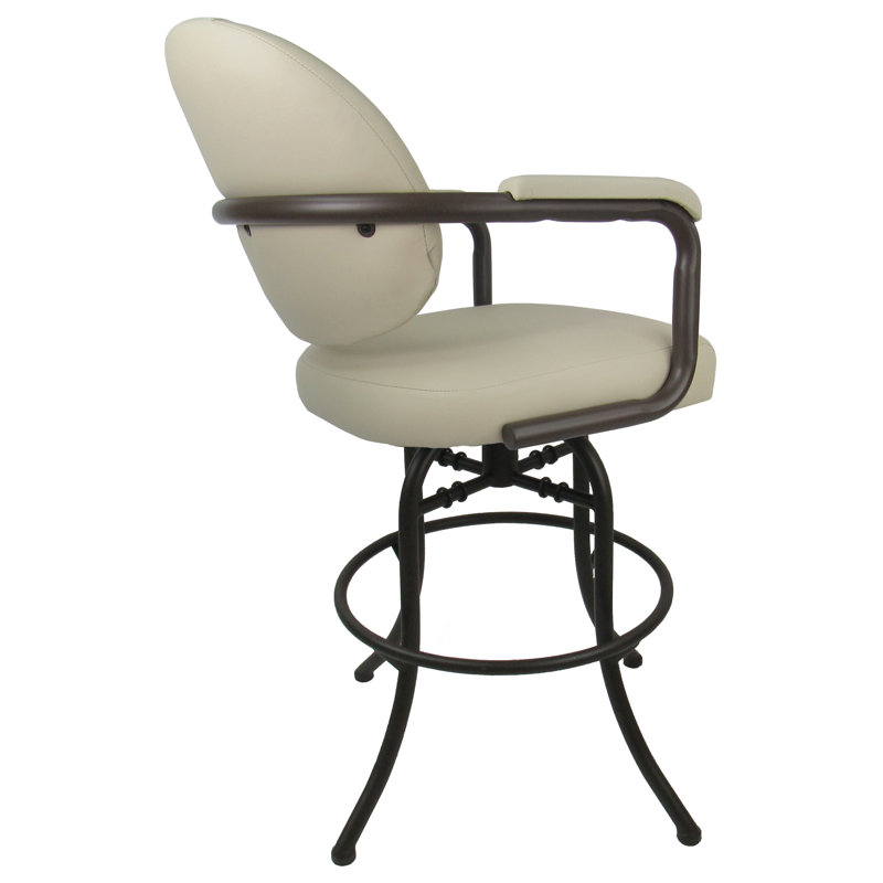 Tabouret de bar pivotant inclinable en métal 26 po M-70 - Brun Sanora - Café, Vinyle beige océan
