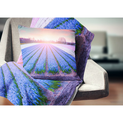 Field of Blooming Hyacinth Flowers - Landscape Printed Pillow