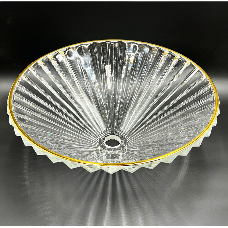 Lavabo vasque en verre 20 po Diamond Brilliance Premium, Doré