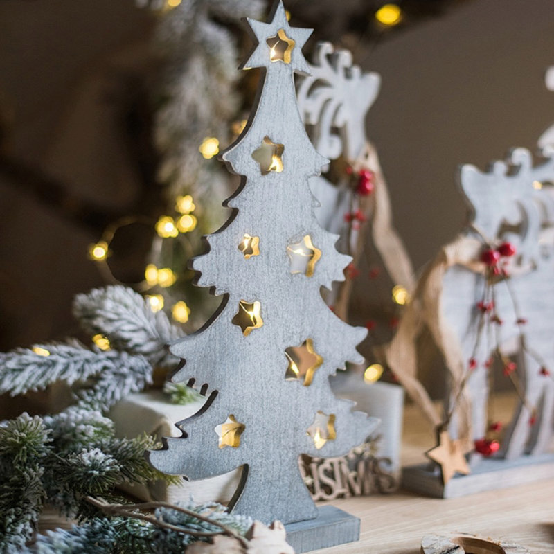 Figurine arbre de noël en bois de décoration de bureau