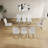 Daarina Modern Dining Table Set, Large Rectangular Glass Table with Silver X-Base and Faux Leather Cantilever Chairs-57360911-6663501