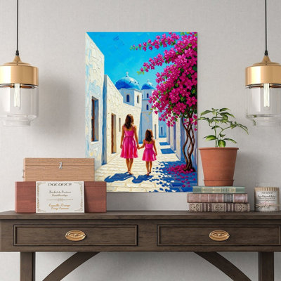 Canvas Wall Art Santorini Greece Print, Mothers Day Gift From Daughter-2 Vintage Poster Print Home Decor
