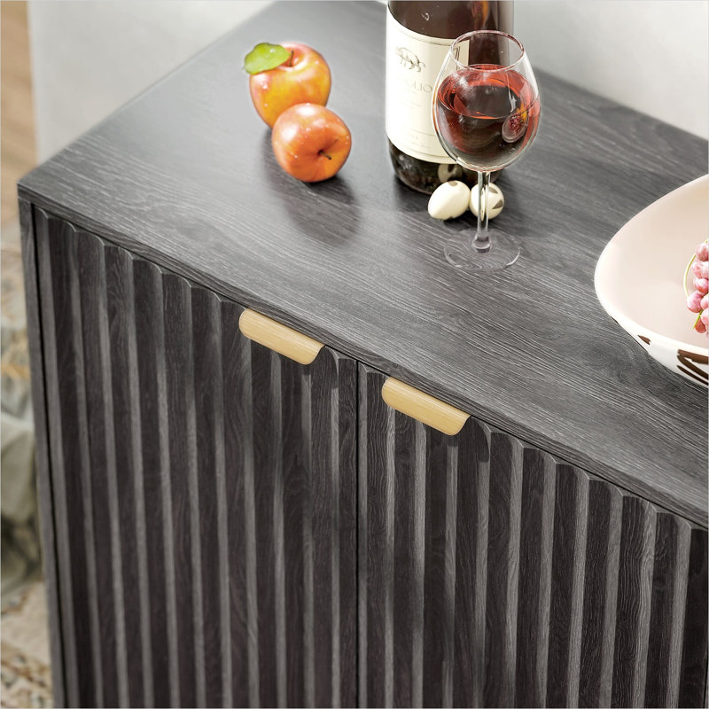 Buffet 55 "à lattes cannelées, console moderne, gris foncé