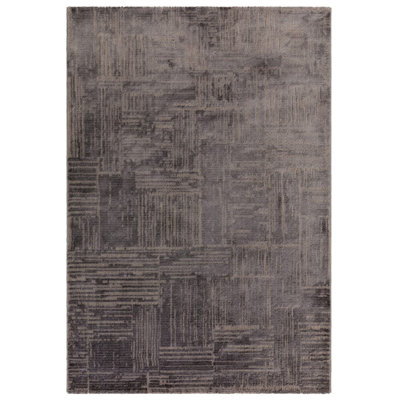 Sugna Geometric Criss Cross Charcoal Area Rug