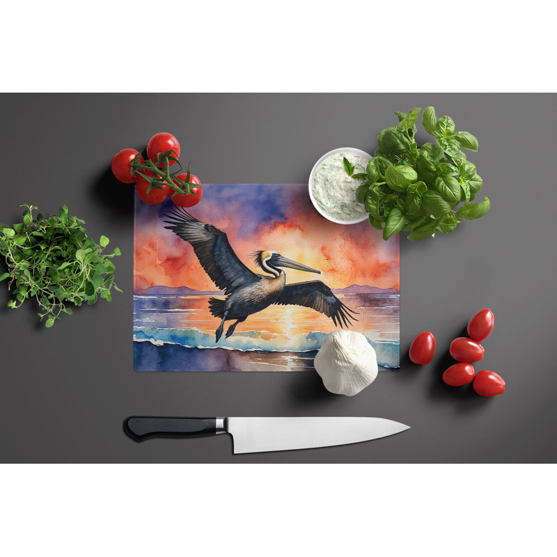 Pelican Fiery Sunset Glass Cutting Board