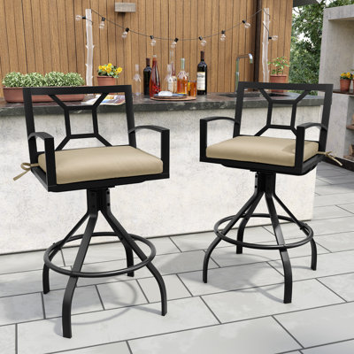 Patio Swivel Aluminum Bar Stools With Sunbrella Cushion by Red Barrel Studio