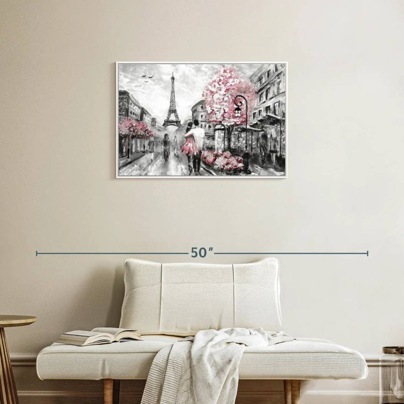 Rose Paris, Cadre flottant blanc, 31 po x 21 po
