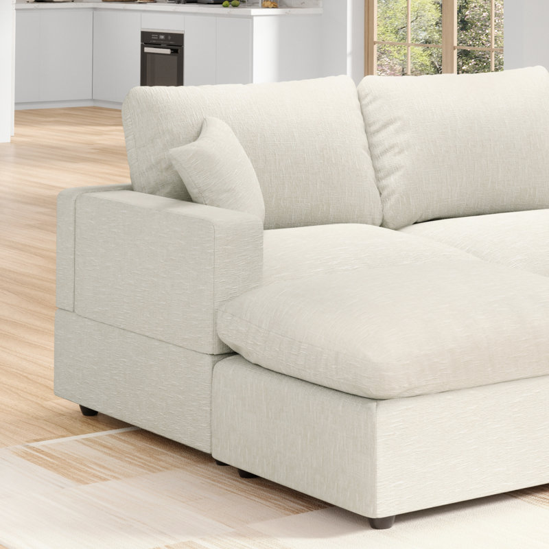  6-Seater Sectional Sofa Comfy Cloud Couch for Living Room, Modern Upholstered Modular Sectional Sofa Convertible Deep Seat Sofa, Removable & Washable Cushion Covers