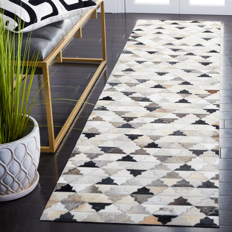 Tapis gris / noir / blanc Brentnal, Tapis de couloir 2 pi 3 po x 9 pi