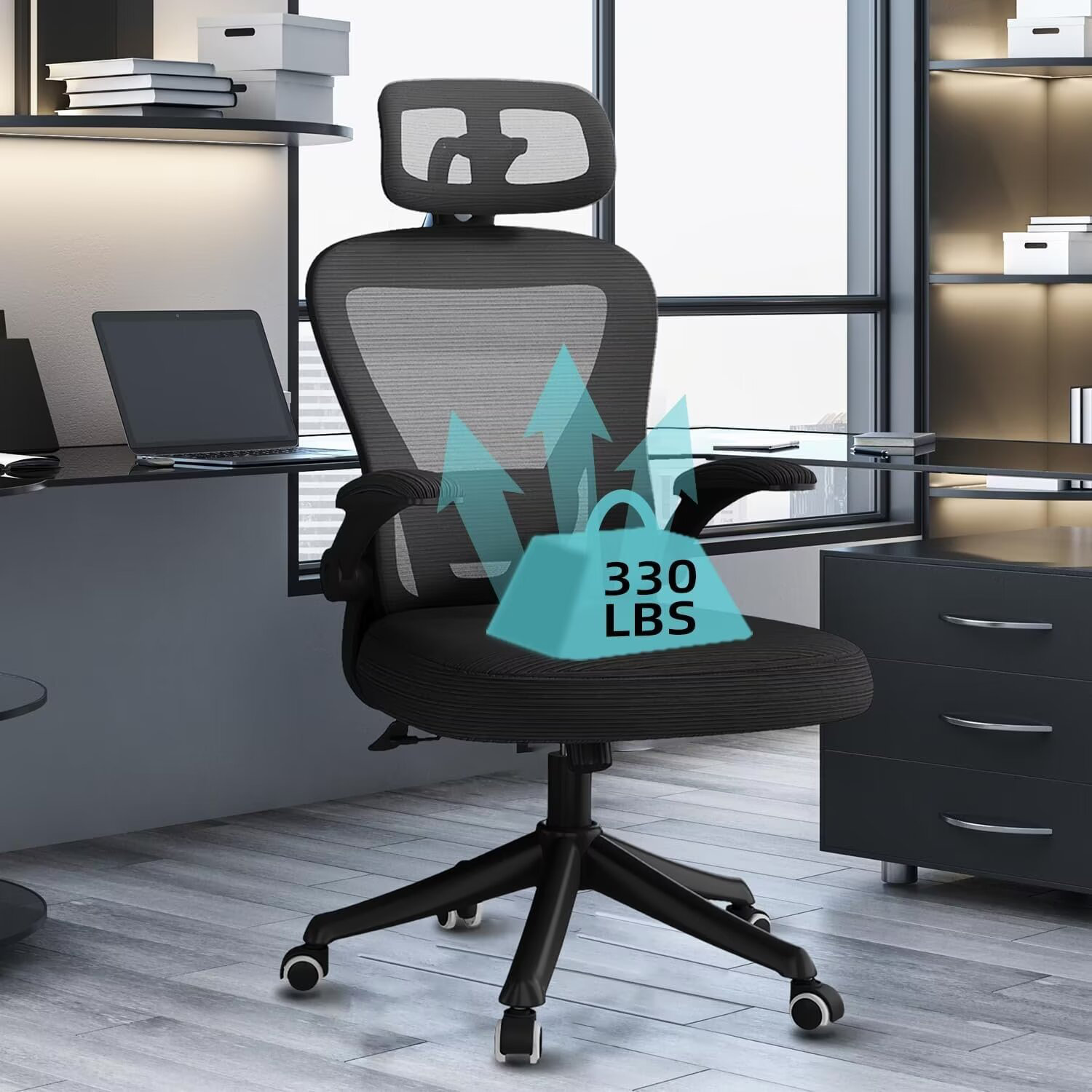 Inbox Zero Maomina Mesh Task Chair Ergonomic Office Chair with Headrest