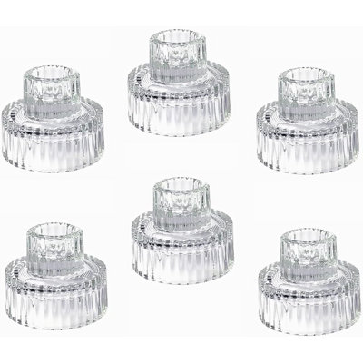Hosley Set of 6 Glass Taper Candle Holders/Tea Light Candle Holders 2 Inches High Ideal Gift for Weddings Party Favor Reiki Meditation