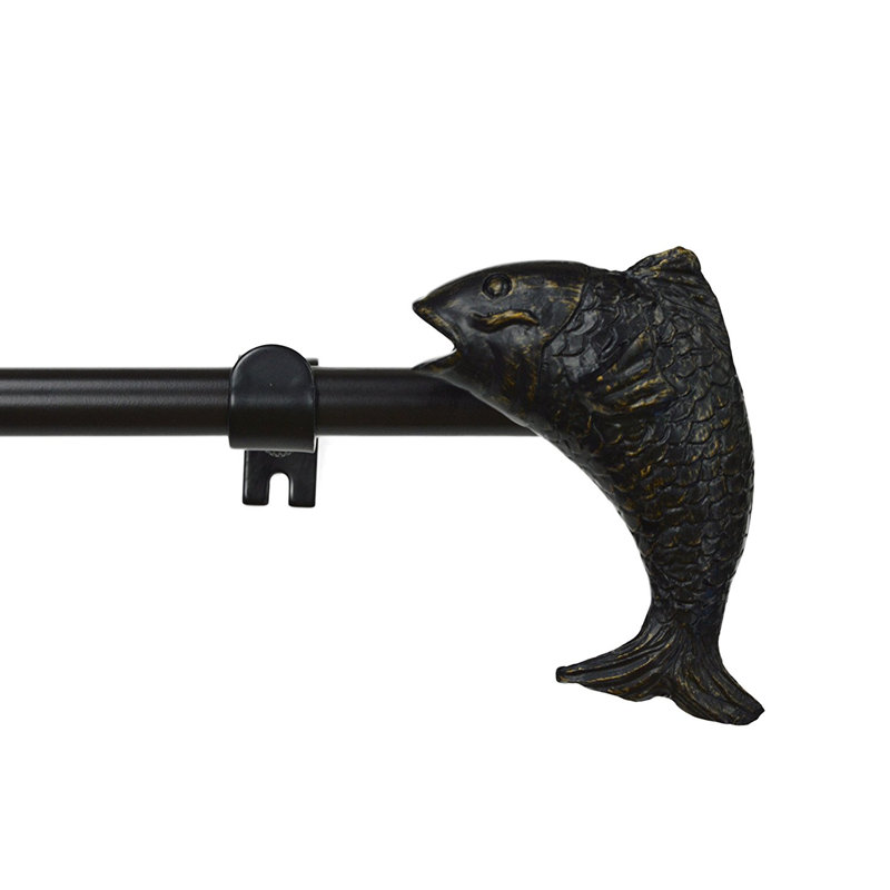 Tringle à rideaux simple ajustable Visalia Fish, Bronze, 48 po à 84 po