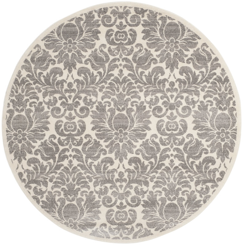 Dominy Porcello Performance Damask Rug, Round 6'7"