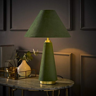 Tarran Green Velvet Conical Table Lamp