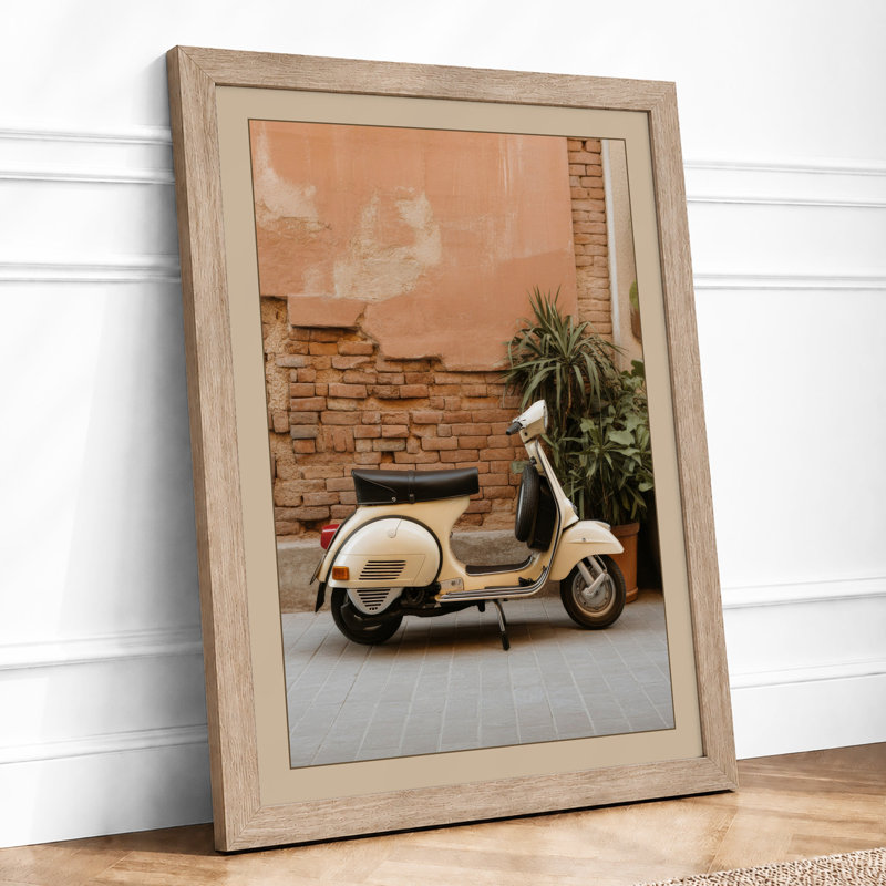 Vespa In Terracotta Vintage - Print, A2 - 59.4 x 42.0 cm, Oak