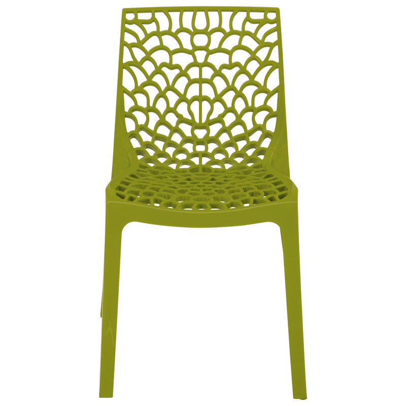 Rian Stacking Patio Dining Side Chair, Green