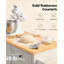 Chariot pour îlot de cuisine roulant avec plateau en bois d'hévéa massif, armoire de rangement, tiroir, support à épices, barre à serviettes et roulettes verrouillables, 43,3 po x 17,7 po, blanc