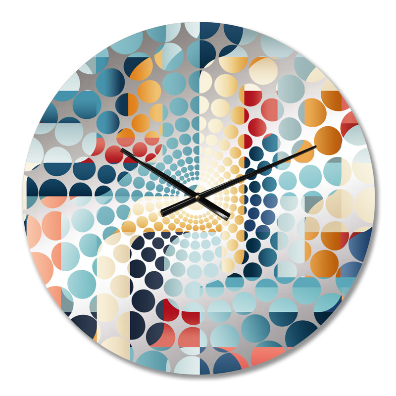Horloge murale rayée bleu à motif géométrique symétrique, Petit