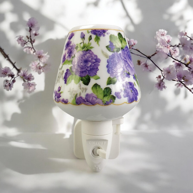 Blue Flowers Ceramic Night Light